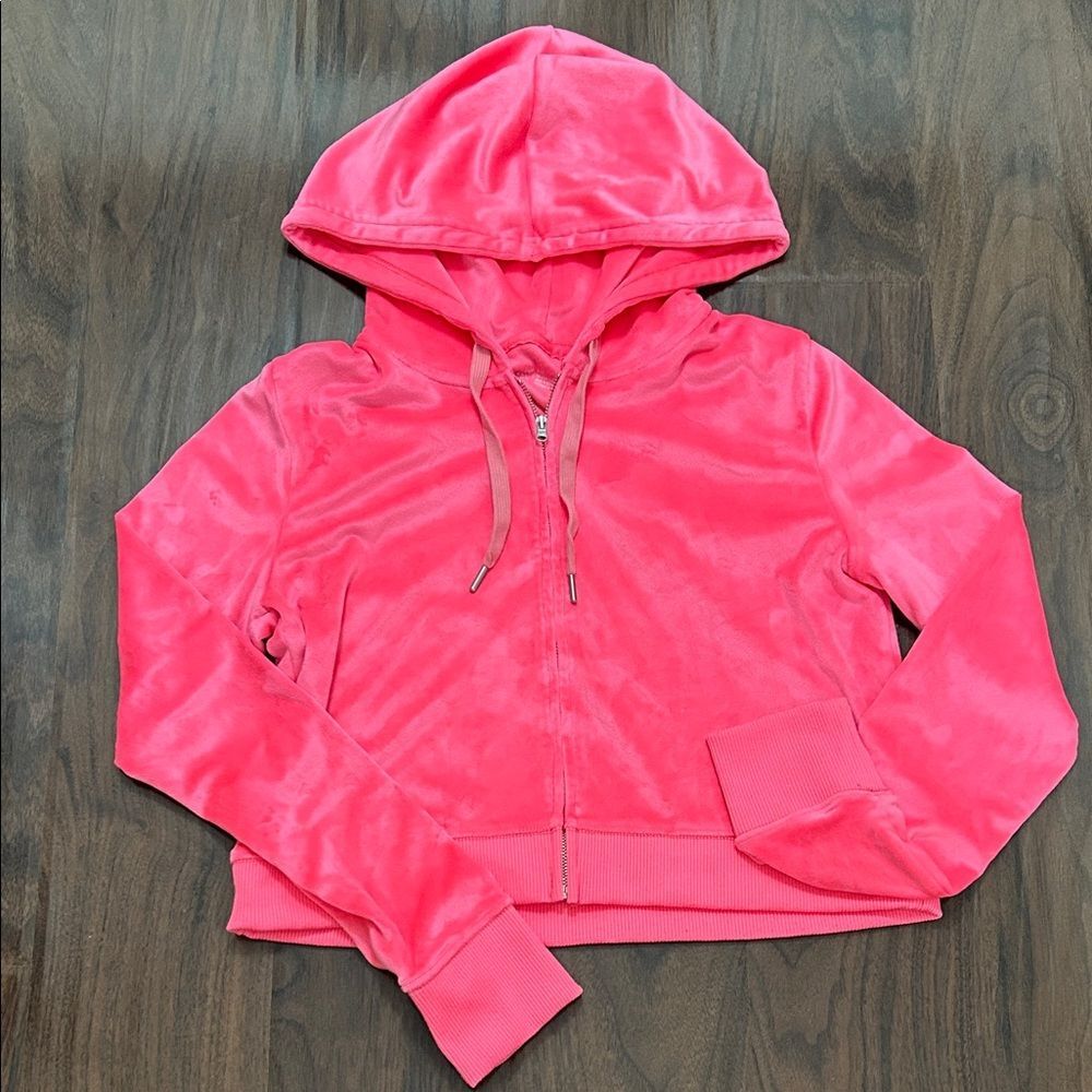 Aerie Hot Pink Women's Velour Hooded Jacket